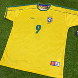 Brasil, Men's Retro Soccer Jersey, 1998, ronaldo #9