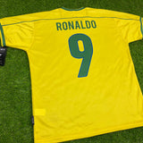 Brasil, Men's Retro Soccer Jersey, 1998, ronaldo #9