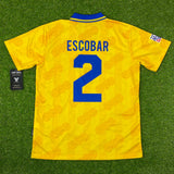 Colombia, Men's Retro Soccer Jersey, 1994, Escobar (Gold)