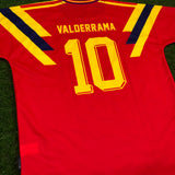 Colombia, Men's Retro Soccer Jersey, 1990, Valderrama #10 (Red)