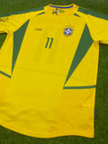 Brasil, Men's Retro Soccer Jersey, 2002 Ronaldinho #11