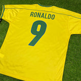 Brasil, Men's Retro Soccer Jersey, 1998, ronaldo #9