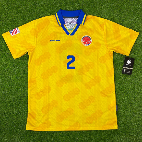Colombia, Men's Retro Soccer Jersey, 1994, Escobar (Gold)