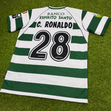 Sporting de Lisboa Men's Retro Soccer Jersey, 2001, Cristiano Ronaldo #28