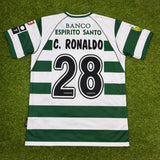 Sporting de Lisboa Men's Retro Soccer Jersey, 2001, Cristiano Ronaldo #28