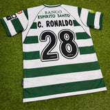 Sporting de Lisboa Men's Retro Soccer Jersey, 2001, Cristiano Ronaldo #28
