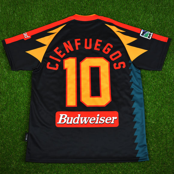 LA Galaxy, Mens Retro Soccer Jersey, 1996 Cienfuegos #10 (Black/Green)