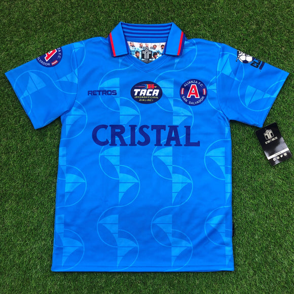 Alianza FC, Men's Retro Soccer Jersey, 1996 Cristal Visita, Lugo #16