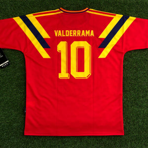 Colombia, Men's Retro Soccer Jersey, 1990, Valderrama #10 (Red)