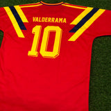 Colombia, Men's Retro Soccer Jersey, 1990, Valderrama #10 (Red)