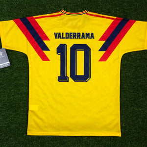 Colombia, Men's Retro Soccer Jersey,  1990, Valderrama #10 (Gold)