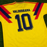Colombia, Men's Retro Soccer Jersey,  1990, Valderrama #10 (Gold)