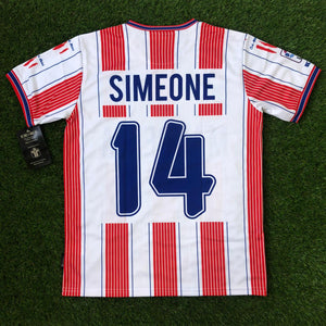 Atletico de Madrid, Men's Retro Soccer Jersey, 1995, Simeone #14