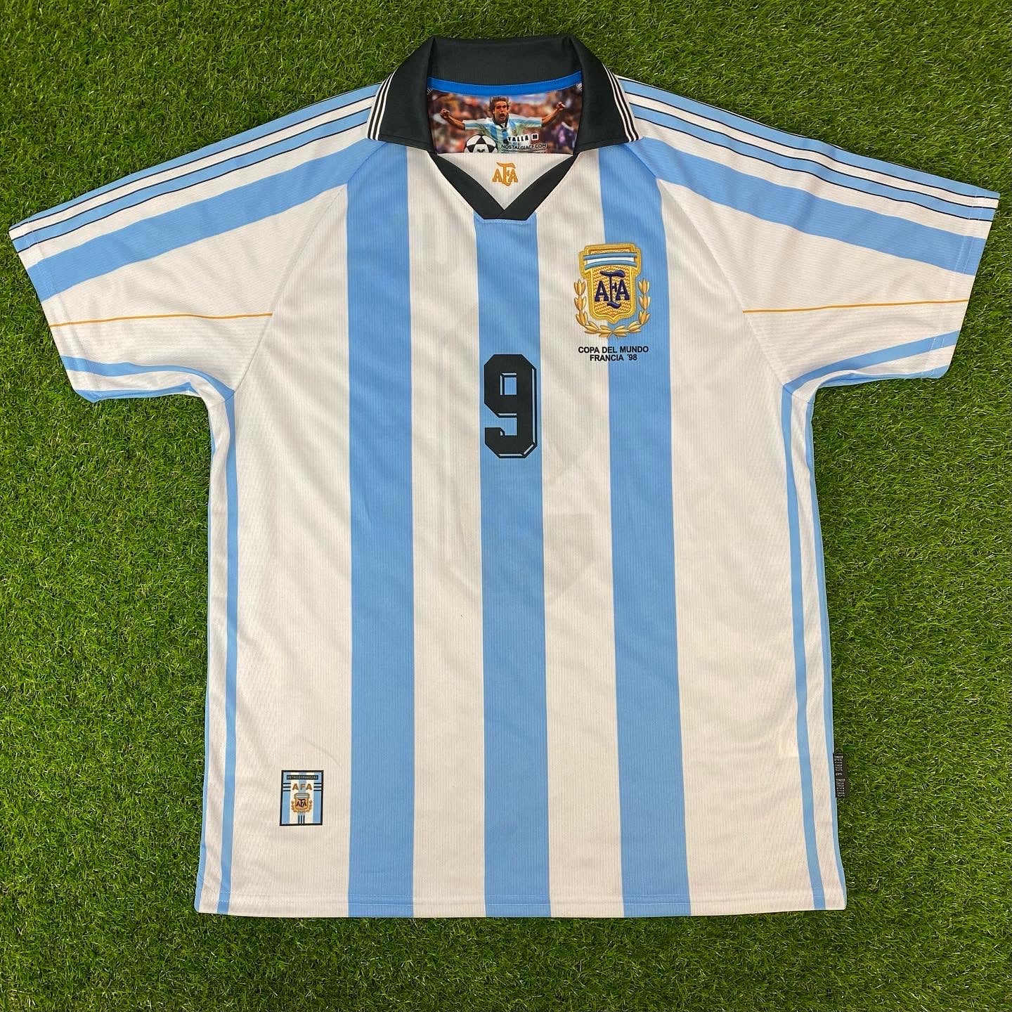 Argentina #9 Batistuta Retro Jersey Home World Cup 1998 – MS