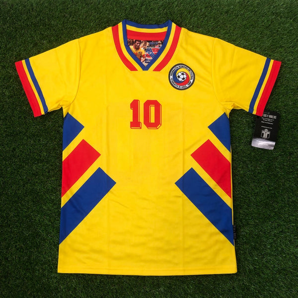 In stock, Romania 1994 Home Jersey - Size L - Gheorghe Hagi #10 Wand of a left foot